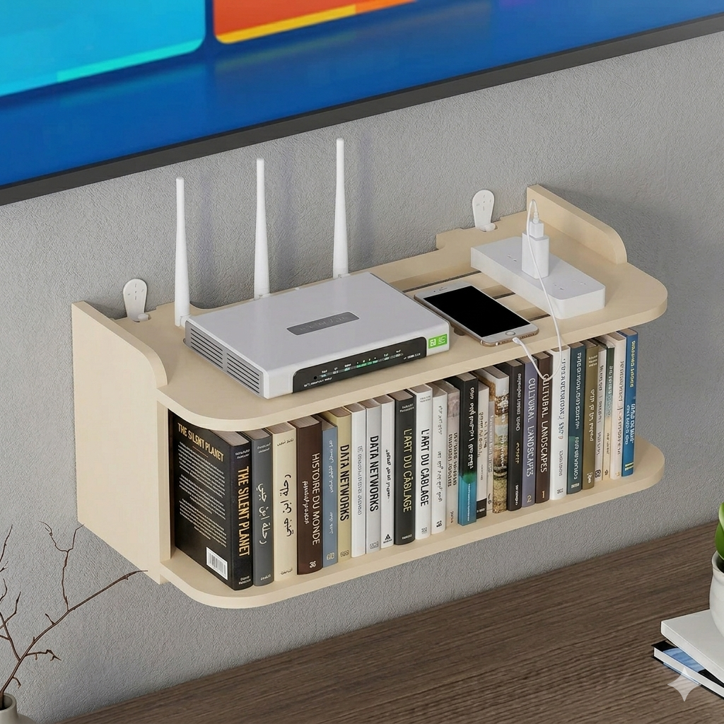 Support WiFi décoratif en bois