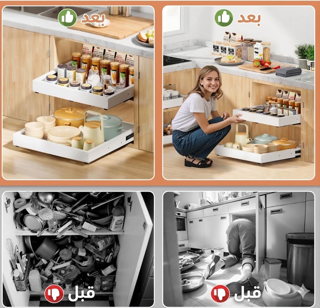 رفّ منزلق قابل للتوسيع 32 سم إلى 52 سم